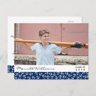 Nautical Anchor Afstuderen Class of 20XX Party Uitnodiging Briefkaart