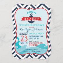 Nautical Anchor and Chevron Baby shower Invitation