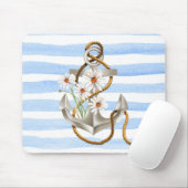 Nautical Anchor and Daisies Muismat (Met muis)