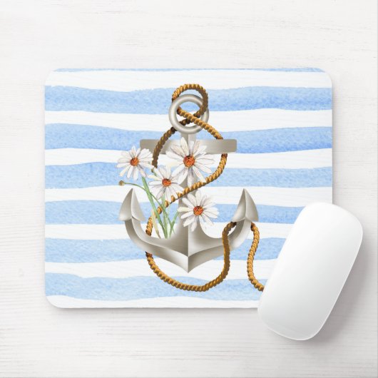 Nautical Anchor and Daisies Muismat (Met muis)