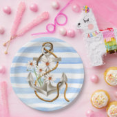 Nautical Anchor and Daisies Papieren Bordje (Feest)