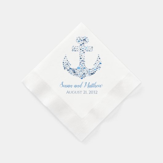 Nautical Anchor and Fish Custom Wedding Napkins Servet (Hoek)
