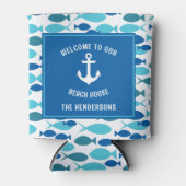 Nautical Anchor and Fish Welcome Beach House Blikjeskoeler (Voorkant)