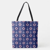 Nautical Anchor and Lifesaver Tote Bag (Voorkant)