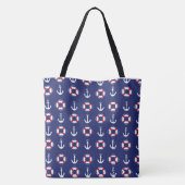 Nautical Anchor and Lifesaver Tote Bag (Achterkant)