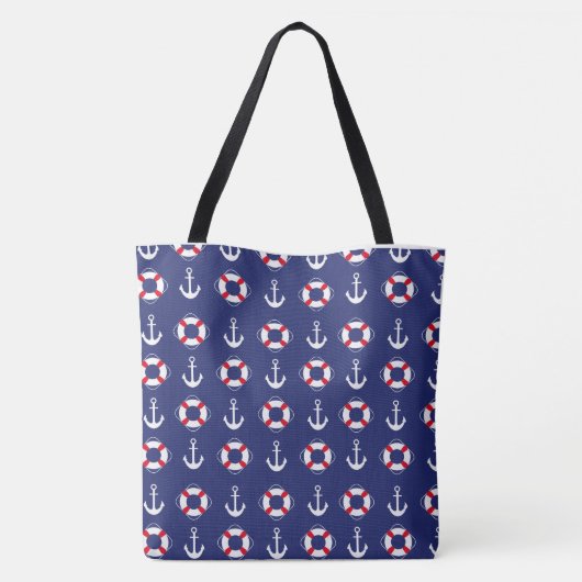 Nautical Anchor and Lifesaver Tote Bag (Achterkant)