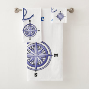 Nautical Anchor and Personalized Boat Name Bad Handdoek