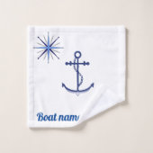 Nautical Anchor and Personalized Boat Name Bad Handdoek (Wasdoekje)