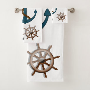 Nautical Anchor and Personalized Boat Name Bad Handdoek