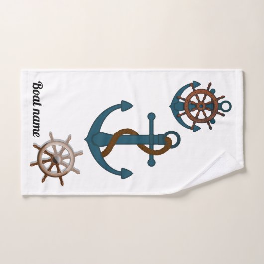 Nautical Anchor and Personalized Boat Name Bad Handdoek (Handdoek)
