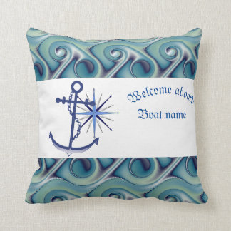 Nautical Anchor and Personalized Boat Name Kussen