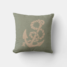 Nautical Anchor and Rope in Seafoam Green Kussen