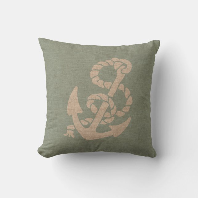 Nautical Anchor and Rope in Seafoam Green Kussen (Voorkant)