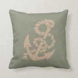 Nautical Anchor and Rope in Seafoam Green Kussen