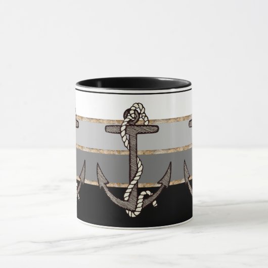 Nautical Anchor and Rope (zwarte helling) Mok (Midden)