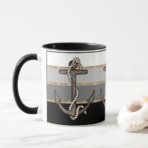 Nautical Anchor and Rope (zwarte helling) Mok