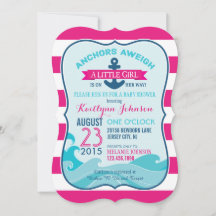Nautical Anchor and Stripe Baby shower Invitation