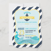 Nautical Anchor and Stripe Baby shower Invitation Kaart (Voorkant)
