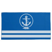 Nautical Anchor and Stripes Pattern Kussensloop (Voorkant-Rechts)