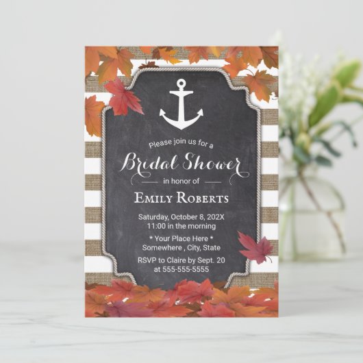 Nautical Anchor Autumn Leaves Vrijgezellenfeest Kaart (Staand voorkant)