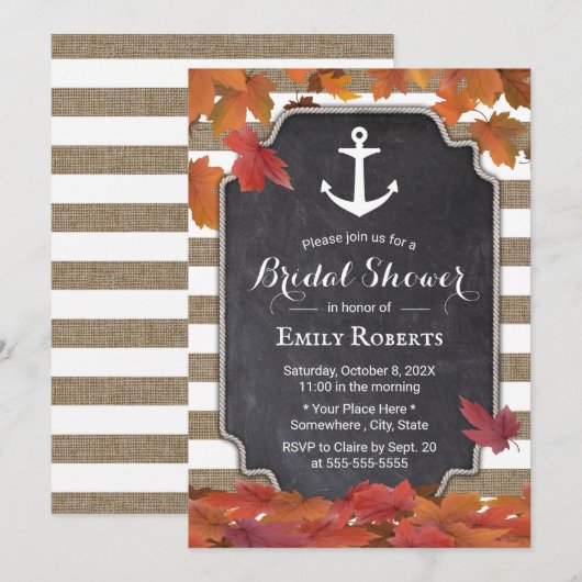 Nautical Anchor Autumn Leaves Vrijgezellenfeest Kaart (Voorkant / Achterkant)