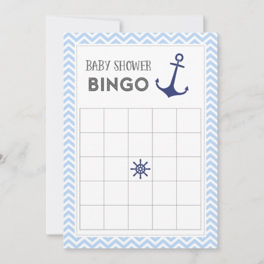 Nautical Anchor Baby shower Bingo Card Kaart (Voorkant)