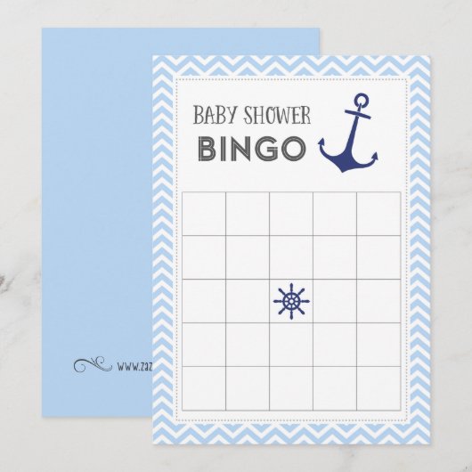 Nautical Anchor Baby shower Bingo Card Kaart (Voorkant / Achterkant)