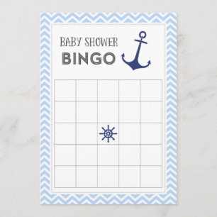 Nautical Anchor Baby shower Bingo Card Kaart