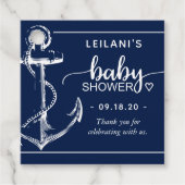 Nautical Anchor Baby shower Dank je marineblauw Bedankjes Labels (Voorkant)
