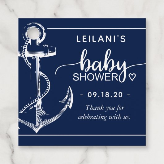 Nautical Anchor Baby shower Dank je marineblauw Bedankjes Labels (Voorkant)