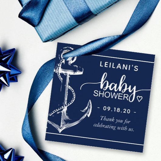 Nautical Anchor Baby shower Dank je marineblauw Bedankjes Labels