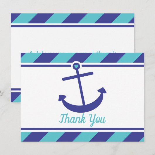 Nautical Anchor Baby shower Dank je wel Bedankkaart (Voorkant / Achterkant)