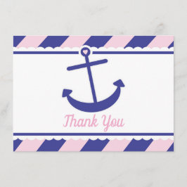 Nautical Anchor Baby shower Dank u voor de roze ma Bedankkaart