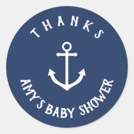 Nautical Anchor Baby shower Dank u wel! Ronde Sticker