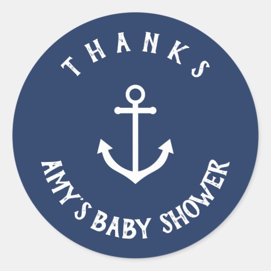 Nautical Anchor Baby shower Dank u wel! Ronde Sticker (Voorkant)