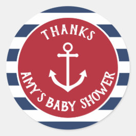 Nautical Anchor Baby shower Dank u wel! Ronde Sticker