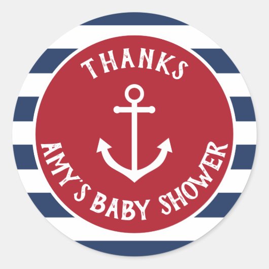Nautical Anchor Baby shower Dank u wel! Ronde Sticker (Voorkant)