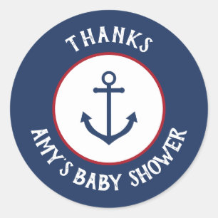 Nautical Anchor Baby shower Dank u wel! Ronde Sticker