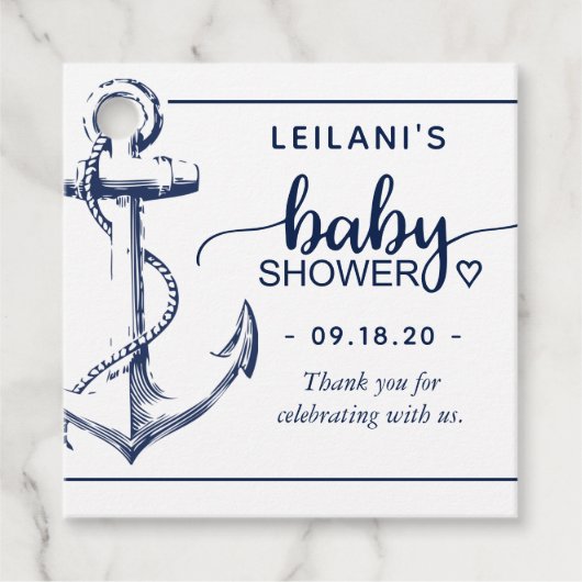 Nautical Anchor Baby shower Dank u Wit Bedankjes Labels (Voorkant)