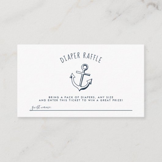 Nautical Anchor Baby shower Diaper Raffle Informatiekaartje (Voorkant)