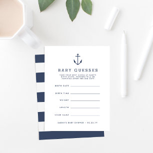 Nautical Anchor Baby shower Guessing Game
