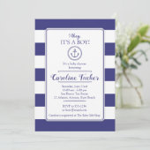 Nautical Anchor Baby shower Invitation card Kaart (Staand voorkant)