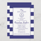 Nautical Anchor Baby shower Invitation card Kaart (Voorkant / Achterkant)