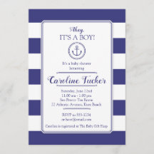Nautical Anchor Baby shower Invitation card