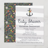 Nautical Anchor Baby shower Invitation - Jongen, M Kaart (Voorkant / Achterkant)