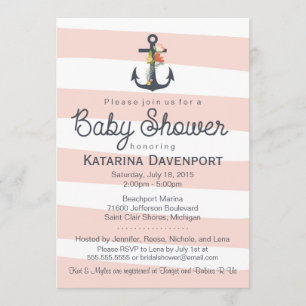 Nautical Anchor Baby shower Invitation - Jongen, M Kaart