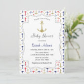 Nautical Anchor Baby shower Invitation Kaart (Staand voorkant)