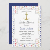 Nautical Anchor Baby shower Invitation Kaart (Voorkant / Achterkant)