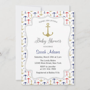 Nautical Anchor Baby shower Invitation Kaart