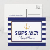 Nautical Anchor Baby shower Invitation Uitnodiging Briefkaart (Voorkant / Achterkant)